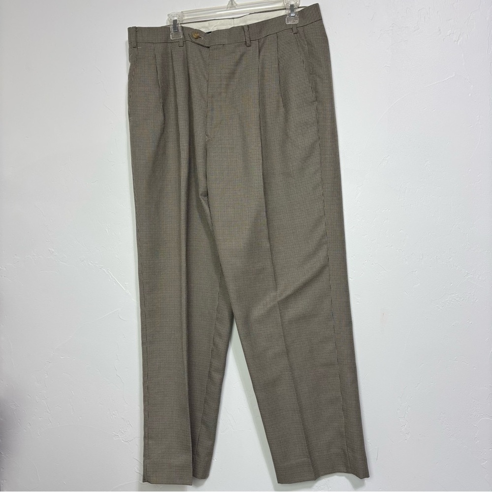 RALPH Ralph Lauren Men's Dress Pant Houndstooth VTG 36x32 Pleated Front Preppy